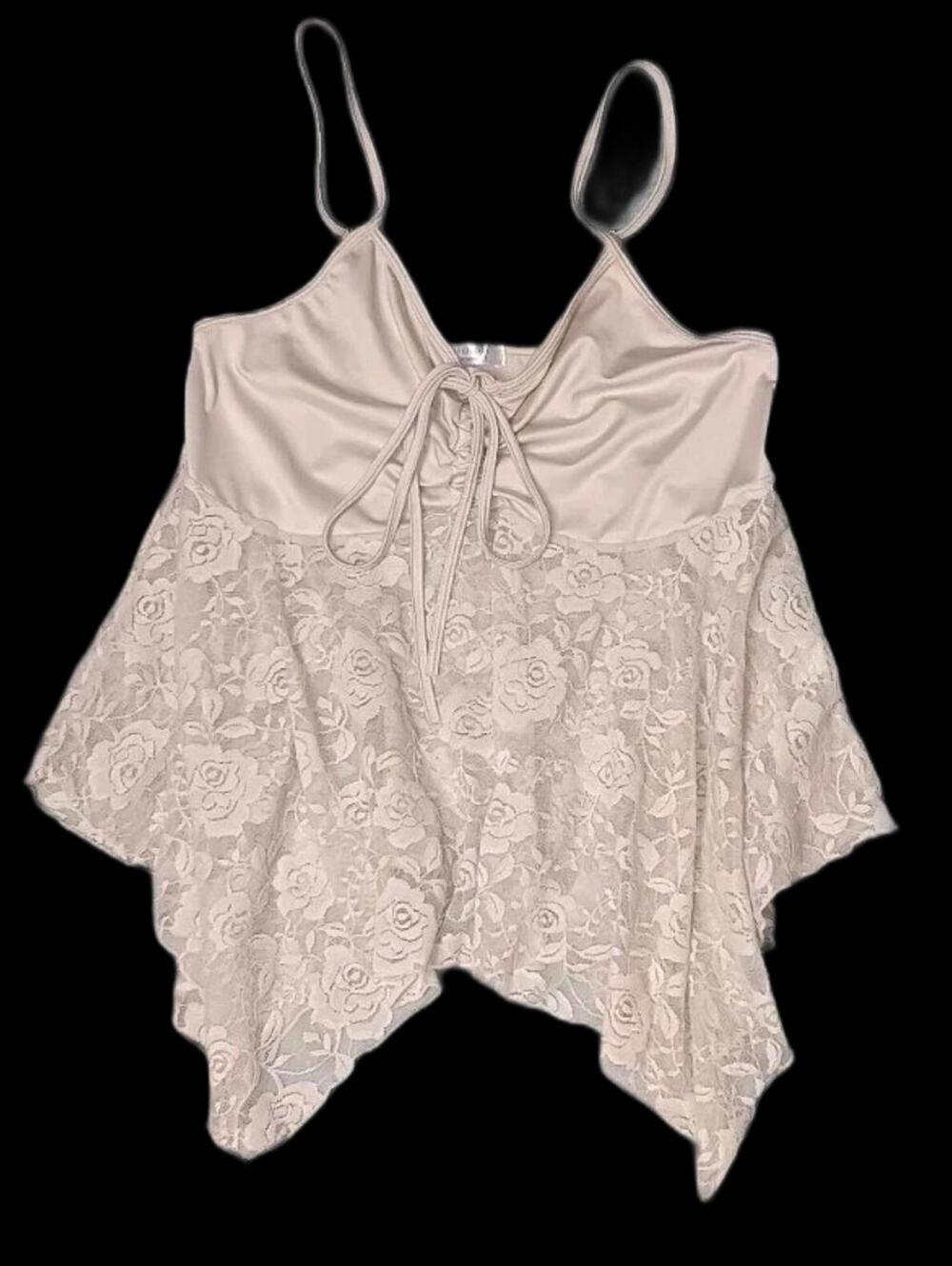 Avidlove Lace Babydoll Camisole Womens Size Large Beige Asymmetrical Hemline...